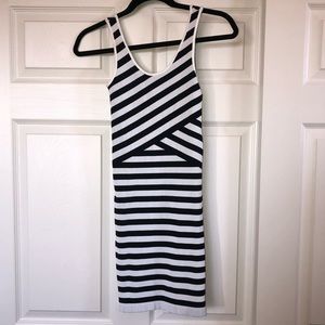 Black & White Striped Mini Dress By Bebe!